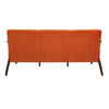 Rica 73 Inch Sofa Soft Orange Velvet Walnut Brown Solid Rubberwood By Casagear Home BM313137