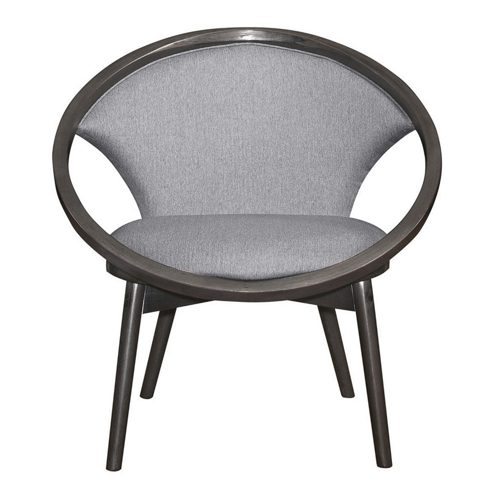 Lara 32 Inch Accent Chair Gray Polyester Dark Round Solid Wood Frame By Casagear Home BM313138