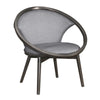 Lara 32 Inch Accent Chair, Gray Polyester, Dark Round Solid Wood Frame By Casagear Home