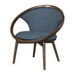 Lara 32 Inch Accent Chair Blue Polyester Dark Round Solid Wood Frame By Casagear Home BM313140