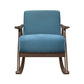 Tim 37 Inch Rocking Armchair Blue Polyester Walnut Brown Solid Wood By Casagear Home BM313143