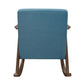 Tim 37 Inch Rocking Armchair Blue Polyester Walnut Brown Solid Wood By Casagear Home BM313143