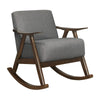 Tim 37 Inch Rocking Armchair Gray Polyester Walnut Brown Solid Wood By Casagear Home BM313144