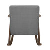 Tim 37 Inch Rocking Armchair Gray Polyester Walnut Brown Solid Wood By Casagear Home BM313144