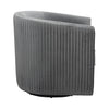 31 Inch Swivel Accent Chair Soft Gray Velvet Round Solid Wood Frame By Casagear Home BM313148