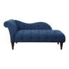 Selena 66 Inch Chaise Lounger Tufted Blue Polyester Brown Solid Wood By Casagear Home BM313150