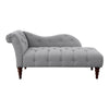 Selena 66 Inch Chaise Lounger Tufted Gray Polyester Brown Solid Wood By Casagear Home BM313151