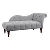 Selena 66 Inch Chaise Lounger Tufted Gray Polyester Brown Solid Wood By Casagear Home BM313151