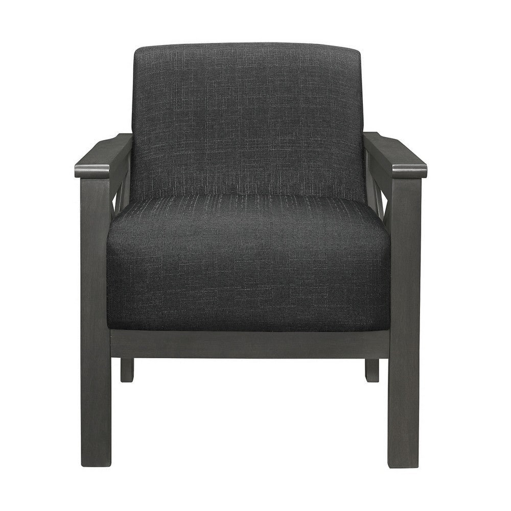 Bea 31 Inch Accent Chair Armchair Rubberwood Textured Cushions Gray By Casagear Home BM313154