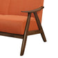 Indy 51 Inch Loveseat Brown Wood Angled Frame Textured Orange Fabric By Casagear Home BM313162