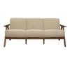 Indy 73 Inch Sofa Brown Rubberwood Angled Frame Textured Beige Fabric By Casagear Home BM313163