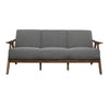 Indy 73 Inch Sofa Brown Wood Angled Frame Textured Light Gray Fabric By Casagear Home BM313165