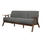 Indy 73 Inch Sofa Brown Wood Angled Frame Textured Light Gray Fabric By Casagear Home BM313165