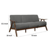 Indy 73 Inch Sofa Brown Wood Angled Frame Textured Light Gray Fabric By Casagear Home BM313165