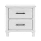 Gemi 27 Inch Nightstand with 2 Drawers Black Handles White Wood Finish By Casagear Home BM313167