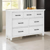 Gemi 59 Inch Wide Dresser with 7 Drawers Black Handles White Wood Finish By Casagear Home BM313168