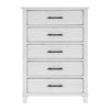 Gemi 53 Inch Tall Dresser Chest, 5 Drawer with Black Handles, White Wood By Casagear Home