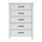 Gemi 53 Inch Tall Dresser Chest 5 Drawer with Black Handles White Wood By Casagear Home BM313169