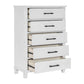 Gemi 53 Inch Tall Dresser Chest 5 Drawer with Black Handles White Wood By Casagear Home BM313169