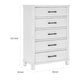 Gemi 53 Inch Tall Dresser Chest, 5 Drawer with Black Handles, White Wood By Casagear Home