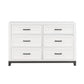 Thiem 61 Inch Wide Dresser 6 Drawers with Black Handles White Wood Finish By Casagear Home BM313171