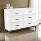 Thiem 61 Inch Wide Dresser 6 Drawers with Black Handles White Wood Finish By Casagear Home BM313171