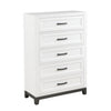 Thiem 51 Inch Tall Dresser Chest with 5 Drawers, Black Handles, White Wood By Casagear Home