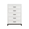 Thiem 51 Inch Tall Dresser Chest with 5 Drawers Black Handles White Wood By Casagear Home BM313172