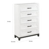 Thiem 51 Inch Tall Dresser Chest with 5 Drawers Black Handles White Wood By Casagear Home BM313172