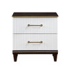 Shim 29 Inch Nightstand with 2 Drawers Gold White and Cherry Brown Wood By Casagear Home BM313173