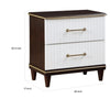 Shim 29 Inch Nightstand with 2 Drawers Gold White and Cherry Brown Wood By Casagear Home BM313173