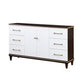 Shim 66 Inch Wide Dresser 6 Drawers and Double Door White Cherry Brown By Casagear Home BM313174