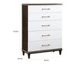 Shim 54 Inch Tall Dresser Chest with 5 Drawers White Cherry Brown Wood By Casagear Home BM313175