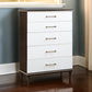 Shim 54 Inch Tall Dresser Chest with 5 Drawers, White, Cherry Brown Wood By Casagear Home