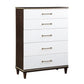 Shim 54 Inch Tall Dresser Chest with 5 Drawers White Cherry Brown Wood By Casagear Home BM313175