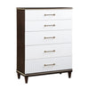 Shim 54 Inch Tall Dresser Chest with 5 Drawers, White, Cherry Brown Wood By Casagear Home