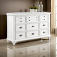 Lyni 61 Inch Wide Dresser with 9 Drawers Farmhouse White Acacia Wood By Casagear Home BM313177