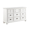 Lyni 61 Inch Wide Dresser with 9 Drawers, Farmhouse White Acacia Wood By Casagear Home