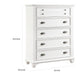 Lyni 55 Inch Tall Dresser Chest with 5 Drawers Farmhouse White Acacia Wood By Casagear Home BM313178