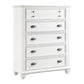 Lyni 55 Inch Tall Dresser Chest with 5 Drawers, Farmhouse White Acacia Wood By Casagear Home