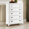 Lyni 55 Inch Tall Dresser Chest with 5 Drawers, Farmhouse White Acacia Wood By Casagear Home