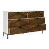 Jem 66 Inch Wide Dresser 6 Drawers Brown Fronts and White Acacia Veneer By Casagear Home BM313180