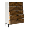 Jem 56 Inch Tall Dresser Chest 5 Drawers Brown and White Acacia Veneer By Casagear Home BM313181