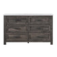 Romy 59 Inch Wide Dresser 6 Drawers Rustic Farmhouse Gray and White Wood By Casagear Home BM313184