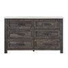 Romy 59 Inch Wide Dresser 6 Drawers Rustic Farmhouse Gray and White Wood By Casagear Home BM313184