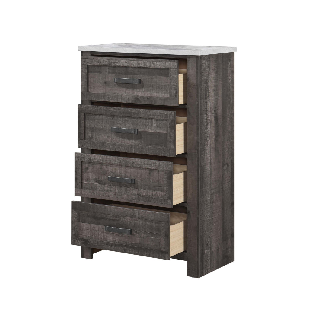 Romy 48 Inch Tall Dresser Chest 4 Drawer Rustic Farmhouse Gray White Wood By Casagear Home BM313185