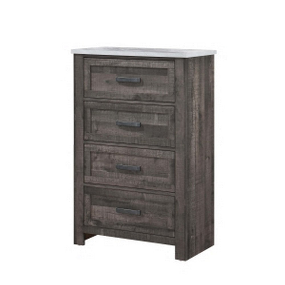 Romy 48 Inch Tall Dresser Chest 4 Drawer Rustic Farmhouse Gray White Wood By Casagear Home BM313185