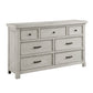 Myna 67 Inch Wide Dresser, 7 Drawers, Rustic Farmhouse White Oak Veneer By Casagear Home