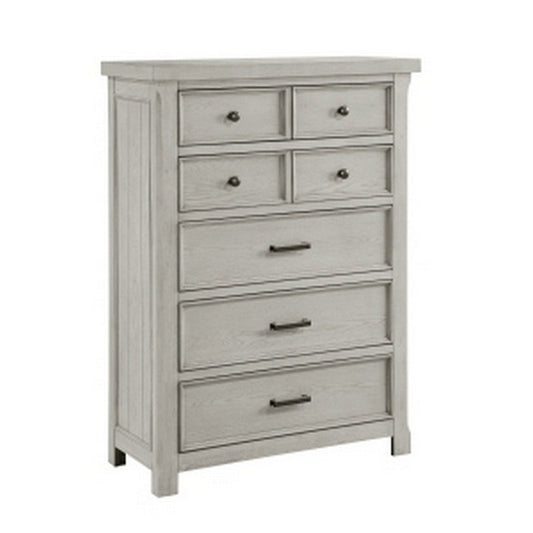 Myna 57 Inch Tall Dresser Chest with 7 Drawers, Rustic White Oak Veneer By Casagear Home