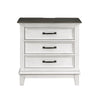 Woki 29 Inch Nightstand 3 Drawers USB Port White Brown Solid Wood By Casagear Home BM313189